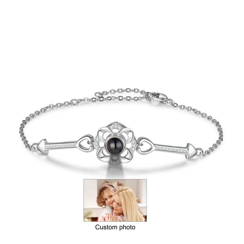 Bracelet with Picture Inside - Personalised Projection Bracelet Flower Pendant