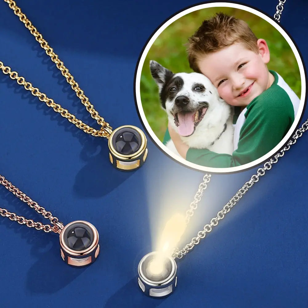 Circle Photo Projection Pendant Necklace, Personalized Photo Necklace with Picture Inside