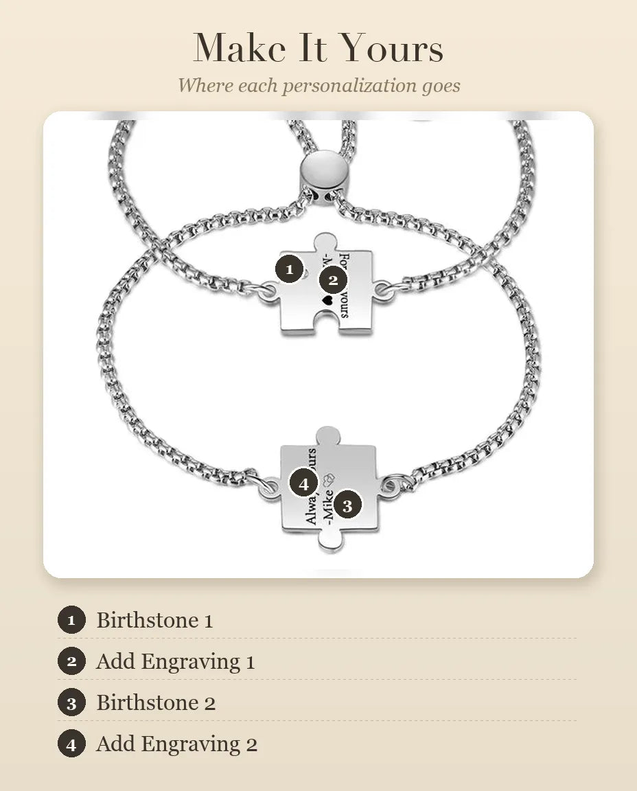 Puzzle Matching Bracelets for Couples – personalization guide
