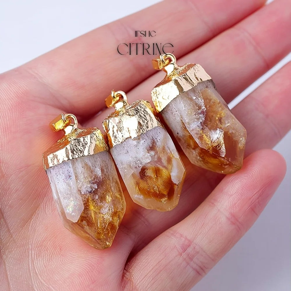 Raw Citrine Crystal Pendant Necklace - Healing Crystal Necklace
