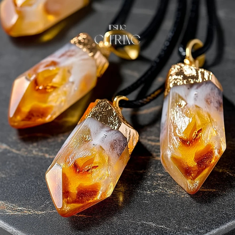 Raw Citrine Crystal Pendant Necklace - Healing Crystal Necklace