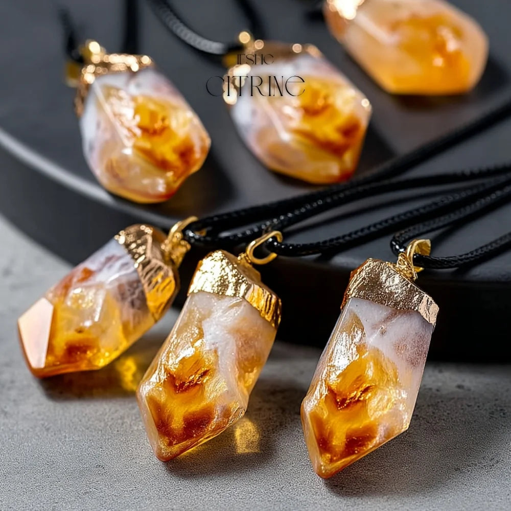Raw Citrine Crystal Pendant Necklace - Healing Crystal Necklace