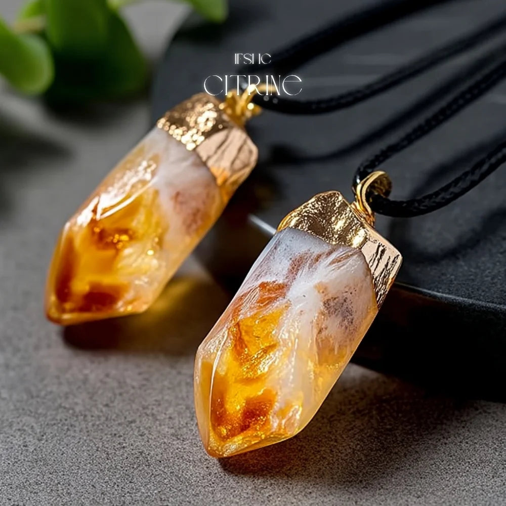Raw Citrine Crystal Pendant Necklace - Healing Crystal Necklace