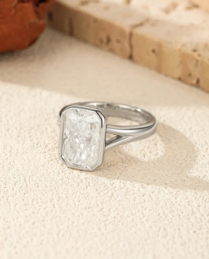 4.5 carat rectangle moissanite statement ring in 925 sterling silver