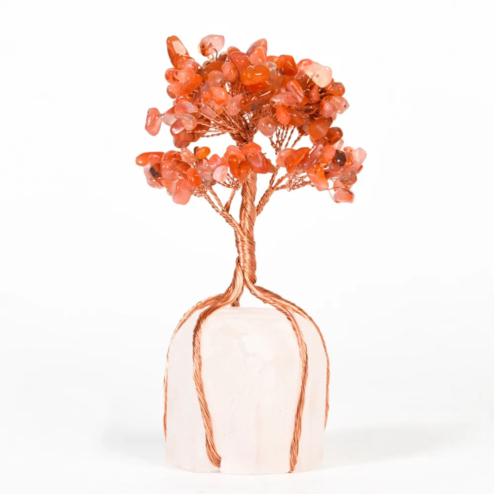 Red Onyx Crystal Tree with Clear Quartz Base