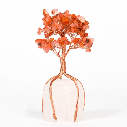 Rose Quartz Crystal Tree with Clear Quartz Base