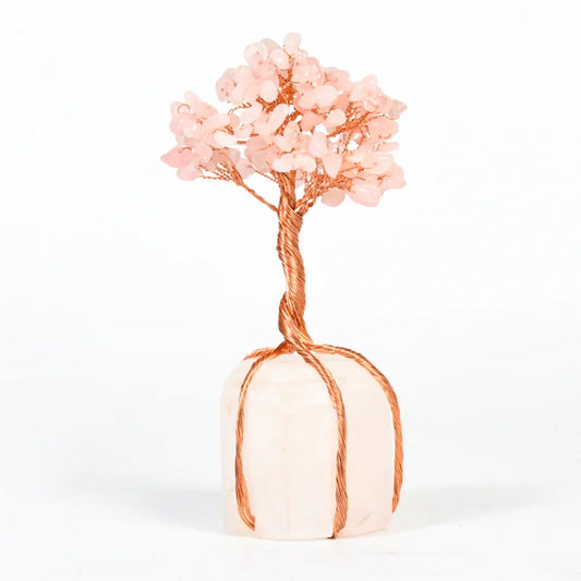 Rose Quartz Crystal Tree with Clear Quartz Base