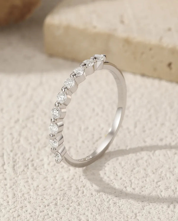 Moissanite stacking band ring in 925 sterling silver