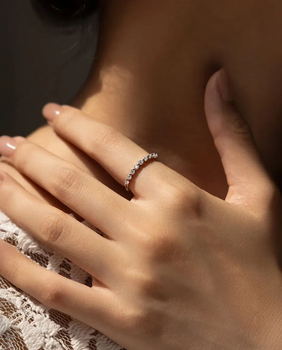 Moissanite stacking band ring in 925 sterling silver