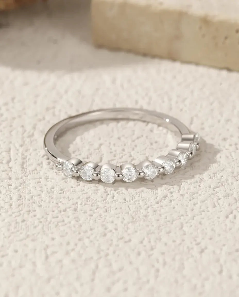 Moissanite stacking band ring in 925 sterling silver