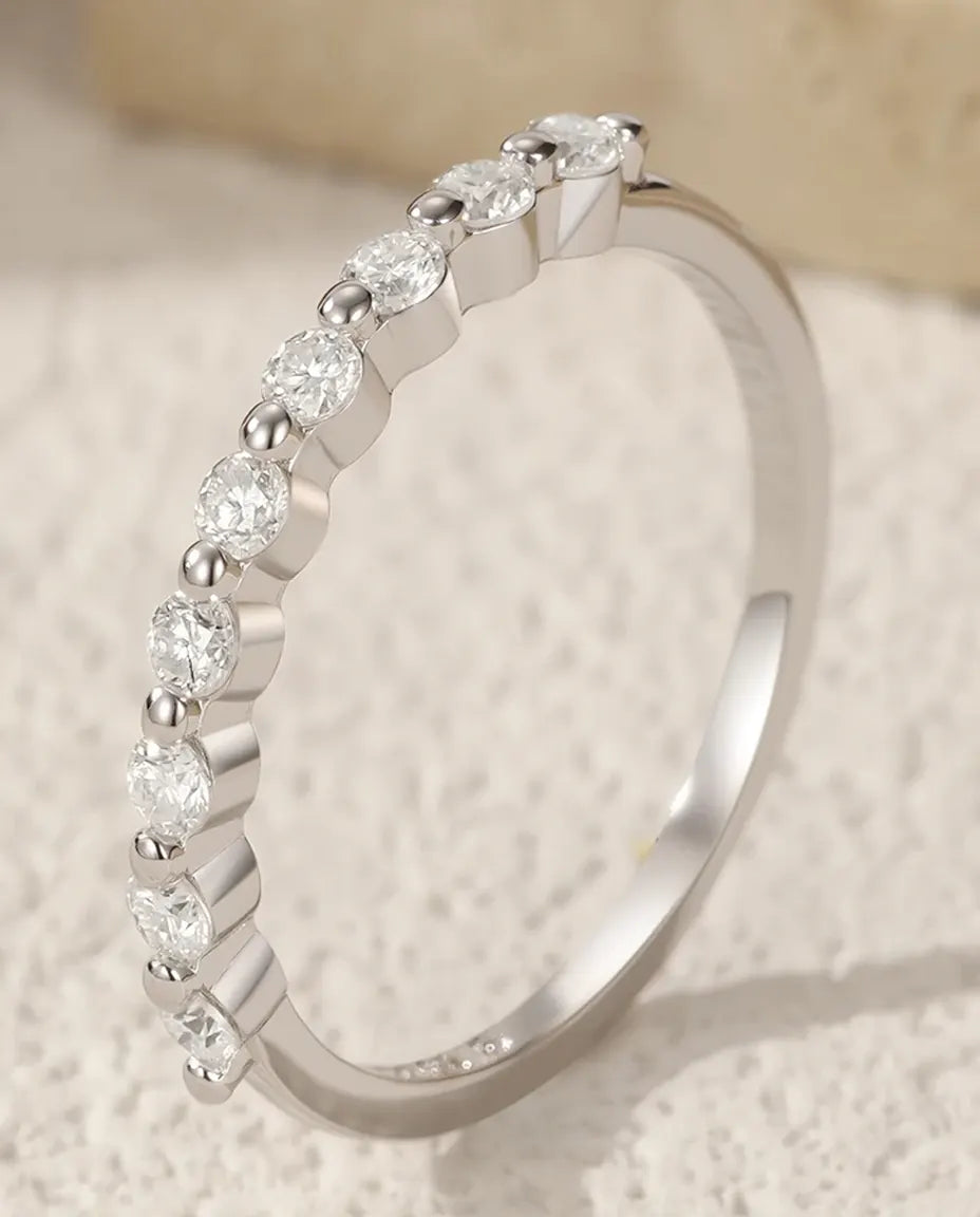 Moissanite stacking band ring in 925 sterling silver