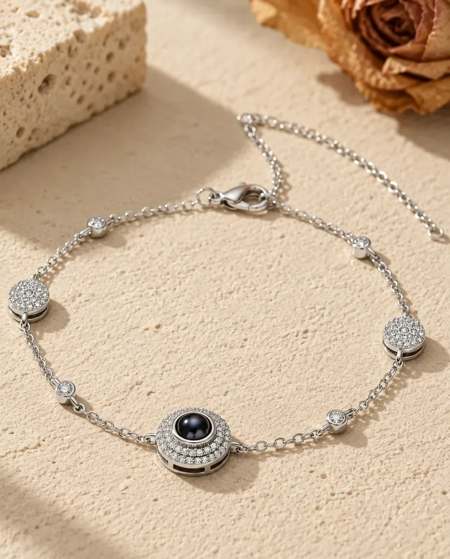 Photo Projection Bracelet - front view in silver