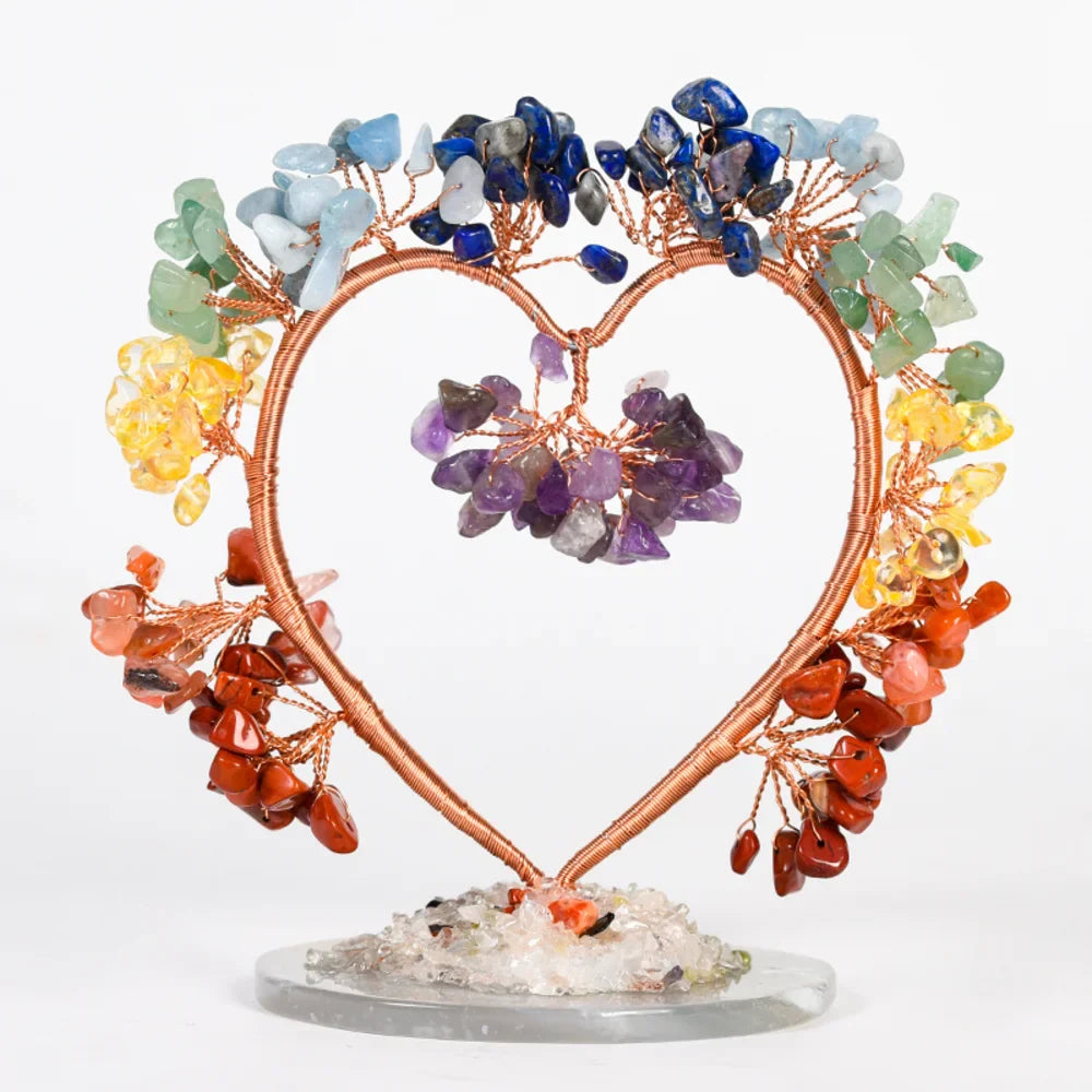 Rose Quartz Heart Crystal Tree