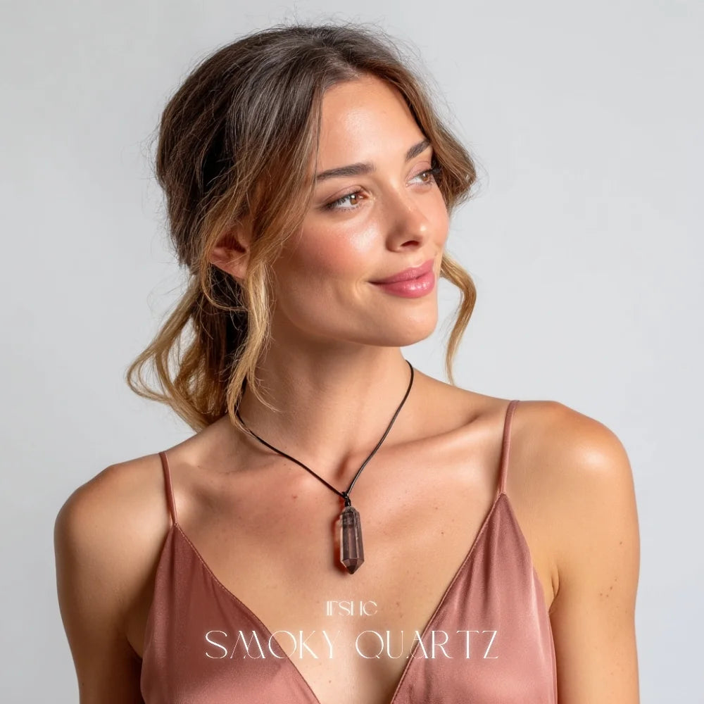 Smoky Quartz Double Point Pendant Necklace - Healing Crystal Necklace