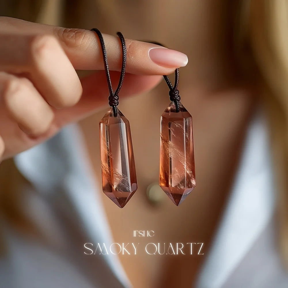 Smoky Quartz Double Point Pendant Necklace - Healing Crystal Necklace