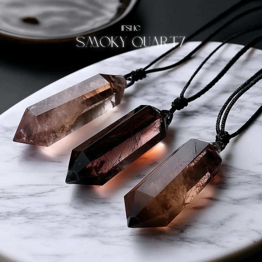 Smoky Quartz Double Point Pendant Necklace - Healing Crystal Necklace