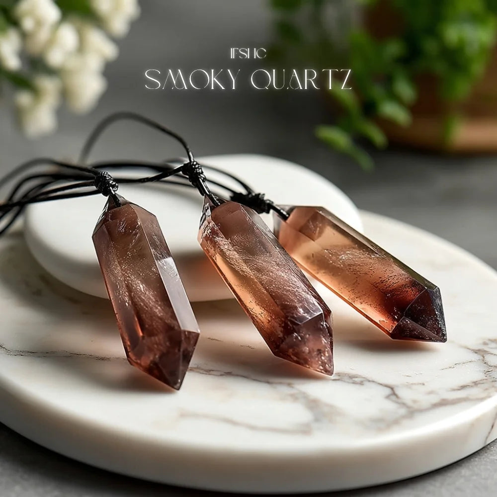 Smoky Quartz Double Point Pendant Necklace - Healing Crystal Necklace