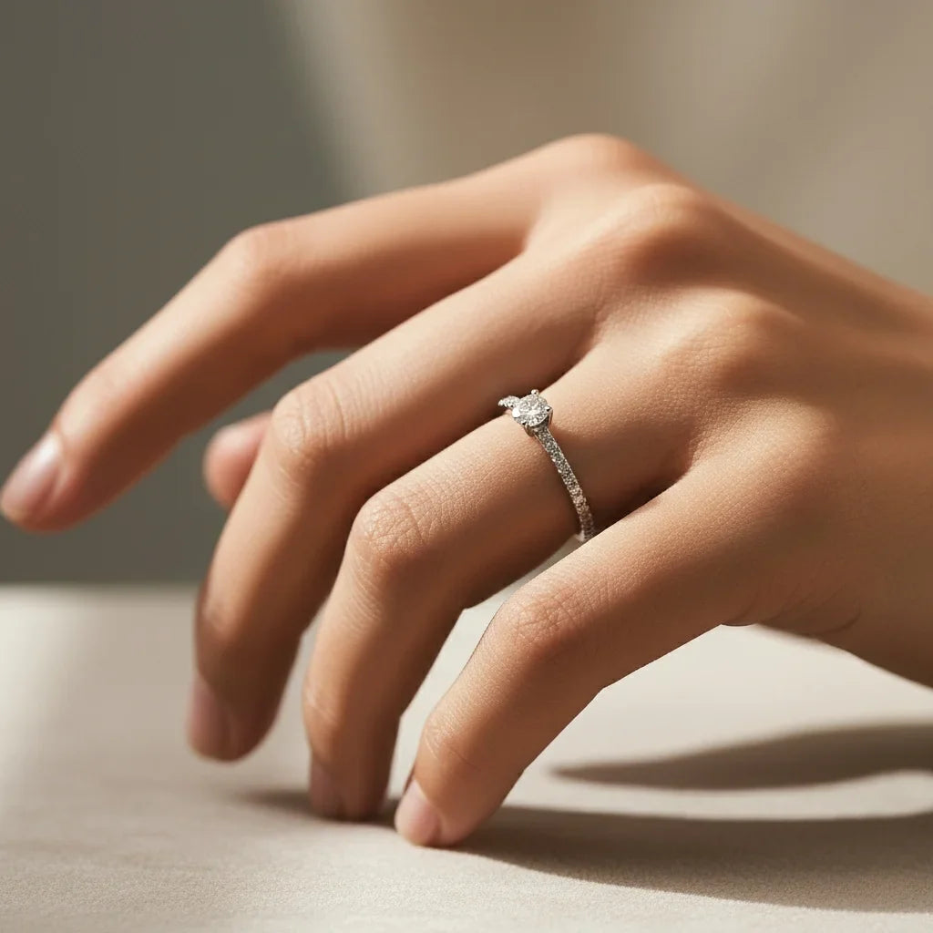 Square Cut Moissanite Engagement Ring in Sterling Silver - 0.30Ct