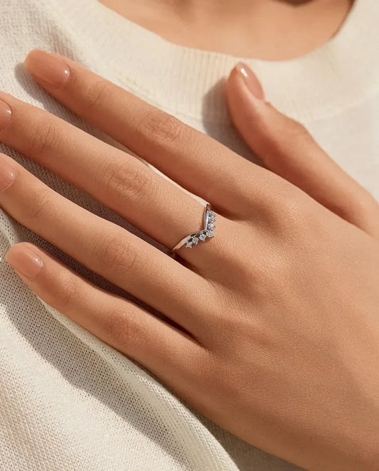 stackable crown moissanite ring in 925 sterling silver