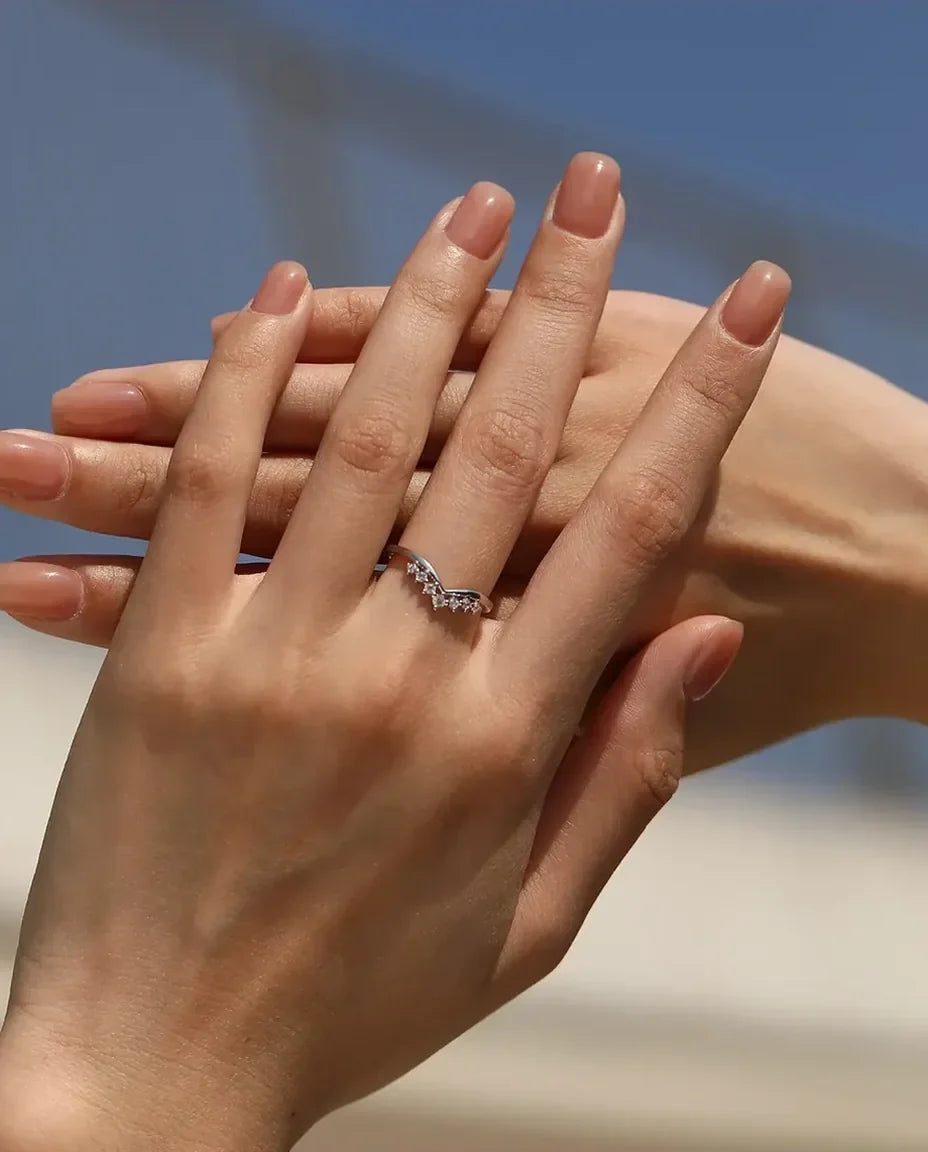 stackable crown moissanite ring in 925 sterling silver