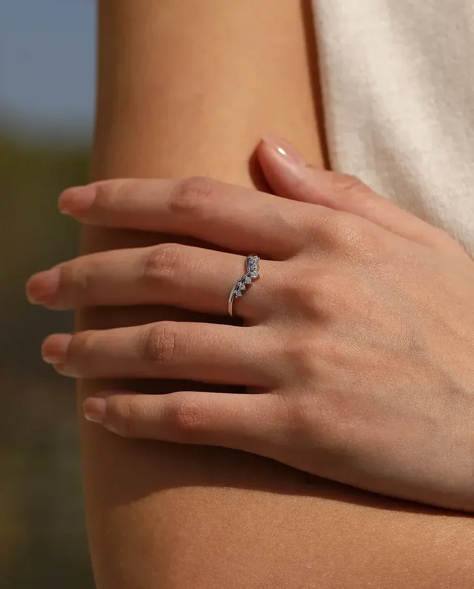 stackable crown moissanite ring in 925 sterling silver
