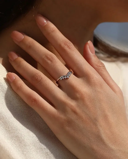 stackable crown moissanite ring in 925 sterling silver