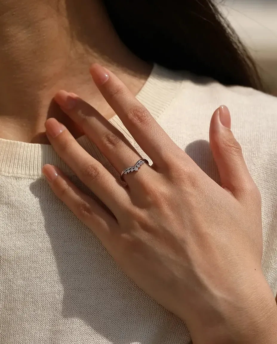 stackable crown moissanite ring in 925 sterling silver