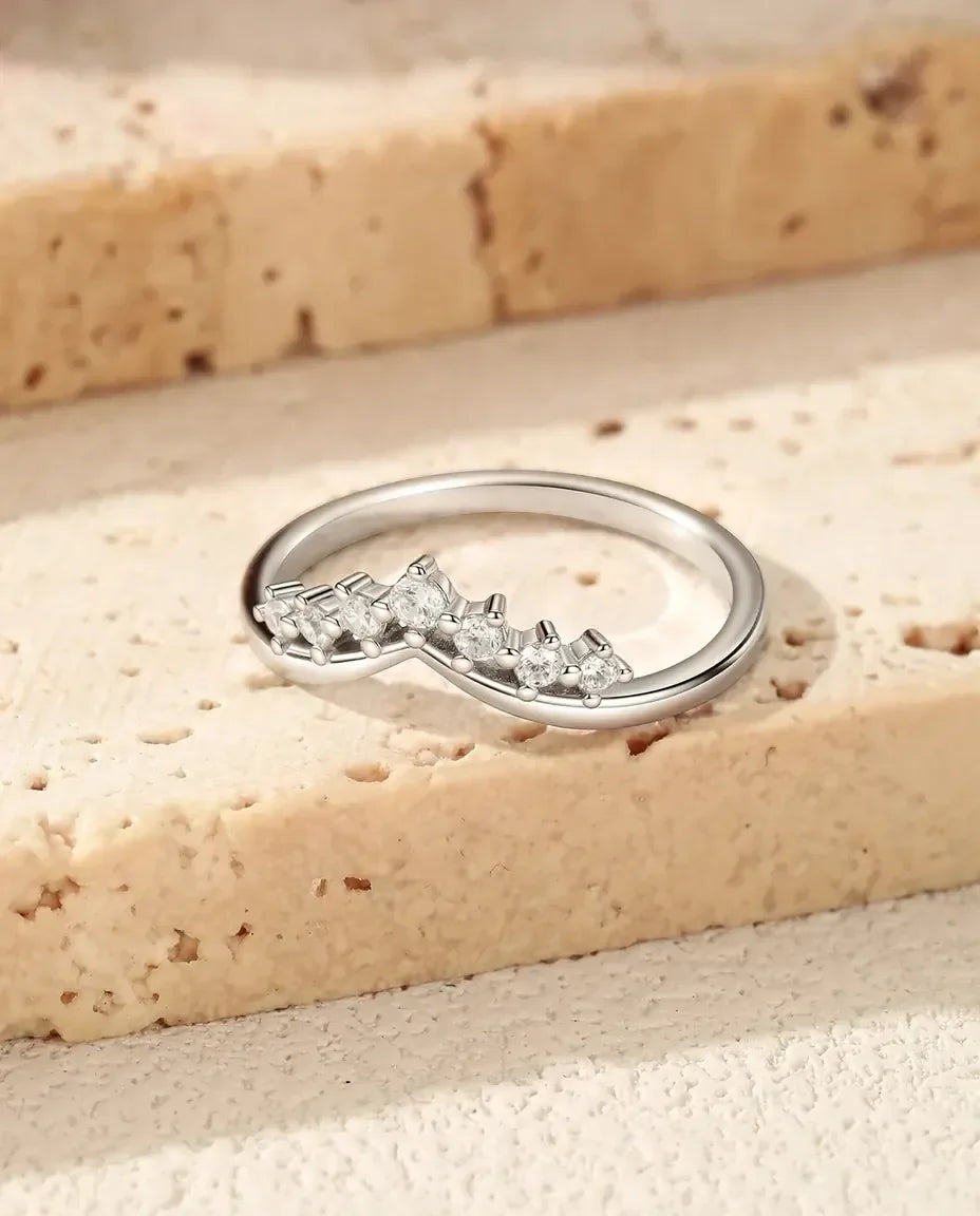 stackable crown moissanite ring in 925 sterling silver