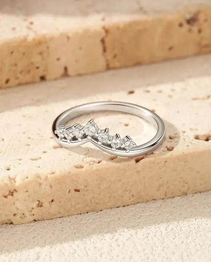 stackable crown moissanite ring in 925 sterling silver