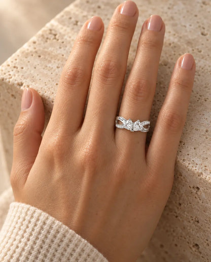 2 Birthstone Name Ring - worn on the hand, close-up