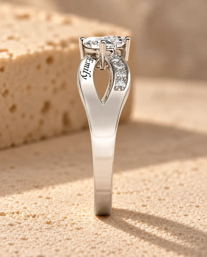 2 Birthstone Name Ring - side profile of the setting