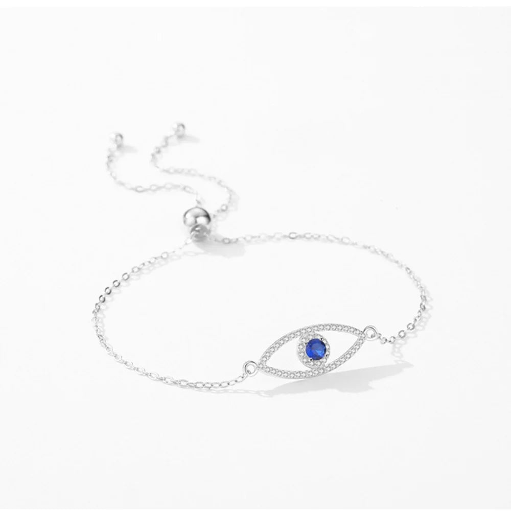 Evil Eye Bracelet - Sterling Silver Bracelet - Blue Eye of Evil Bracelet