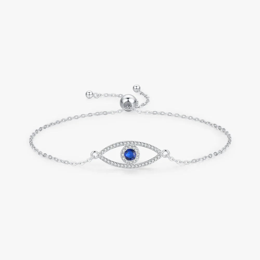 Evil Eye Bracelet - Sterling Silver Bracelet - Blue Eye of Evil Bracelet