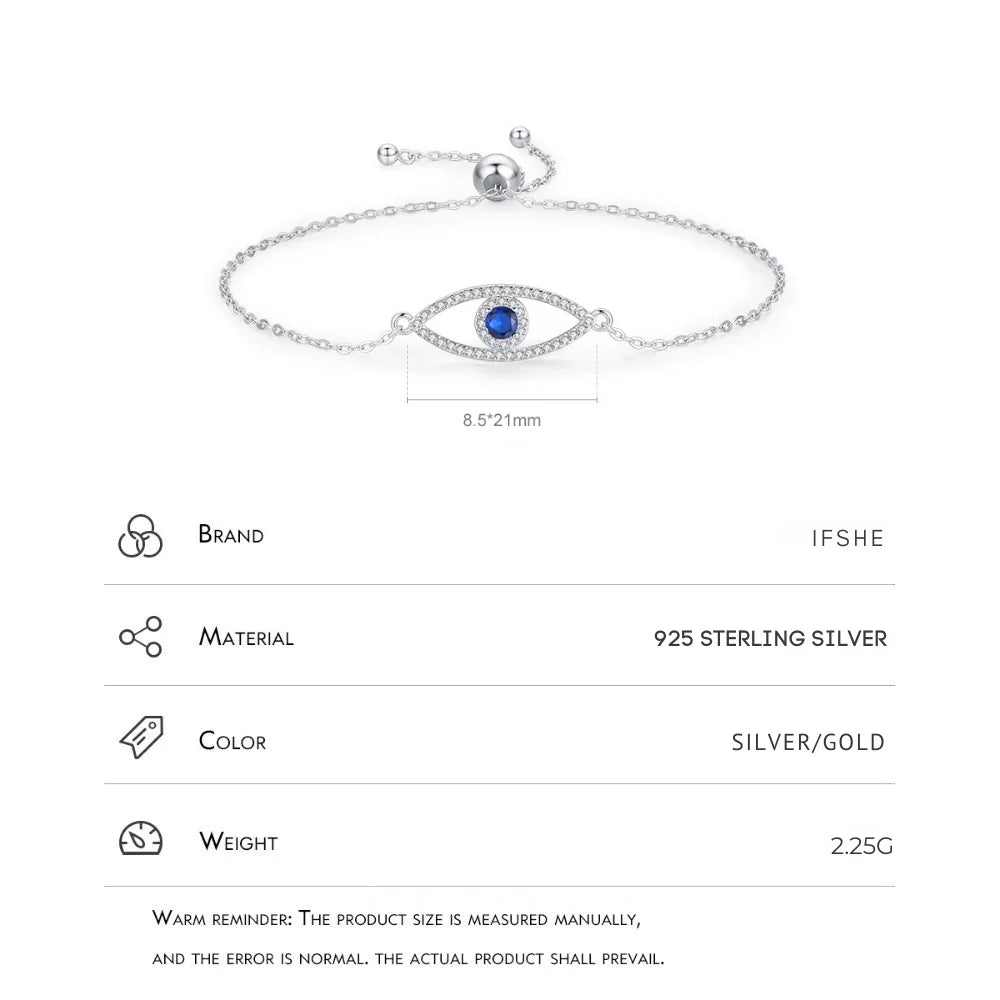 Evil Eye Bracelet - Sterling Silver Bracelet - Blue Eye of Evil Bracelet