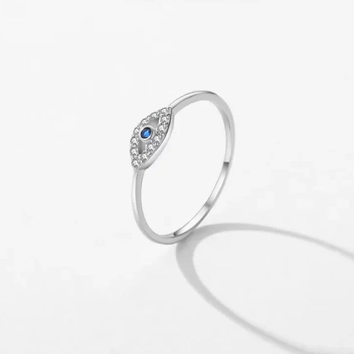 Sterling Silver Evil Eye Ring - Turkish Blue Eye Ring