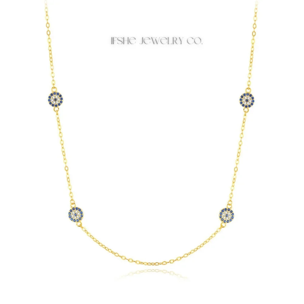 Sterling Silver Evil Eye Necklace - Turkish Blue Eye Necklace - Hamsa Hand Necklace