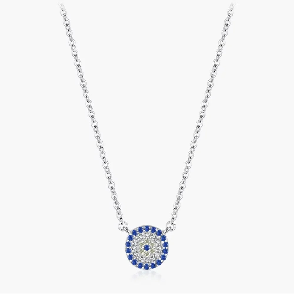 Sterling Silver Evil Eye Necklace for Her - Women’s Turkish Blue Eye