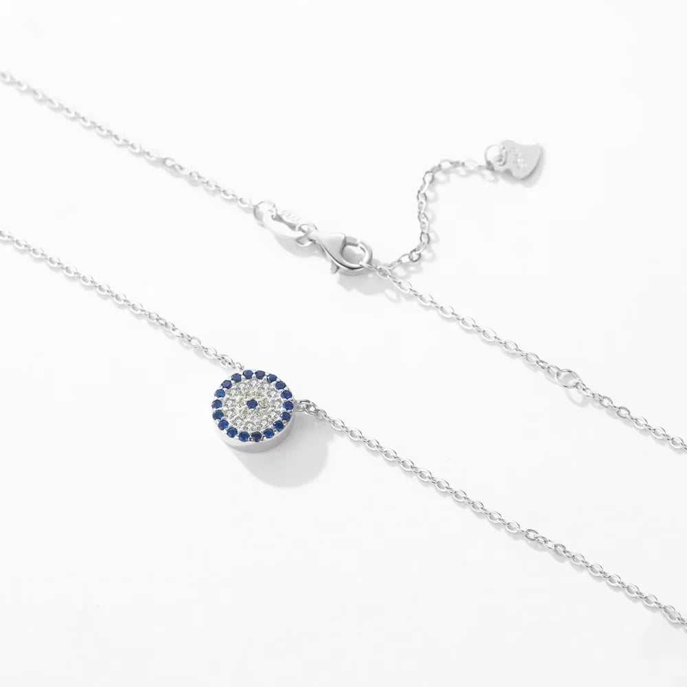 Sterling Silver Evil Eye Necklace for Her - Women’s Turkish Blue Eye