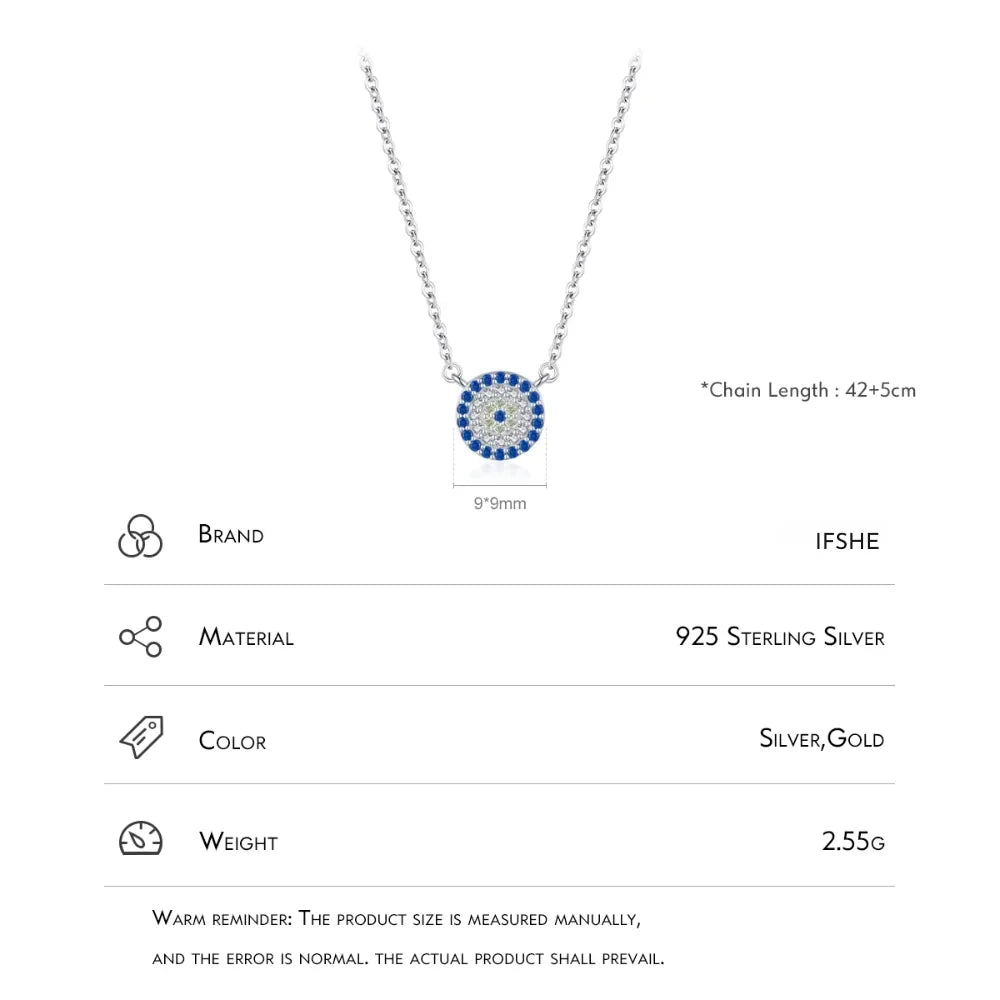 Sterling Silver Evil Eye Necklace for Her - Women’s Turkish Blue Eye