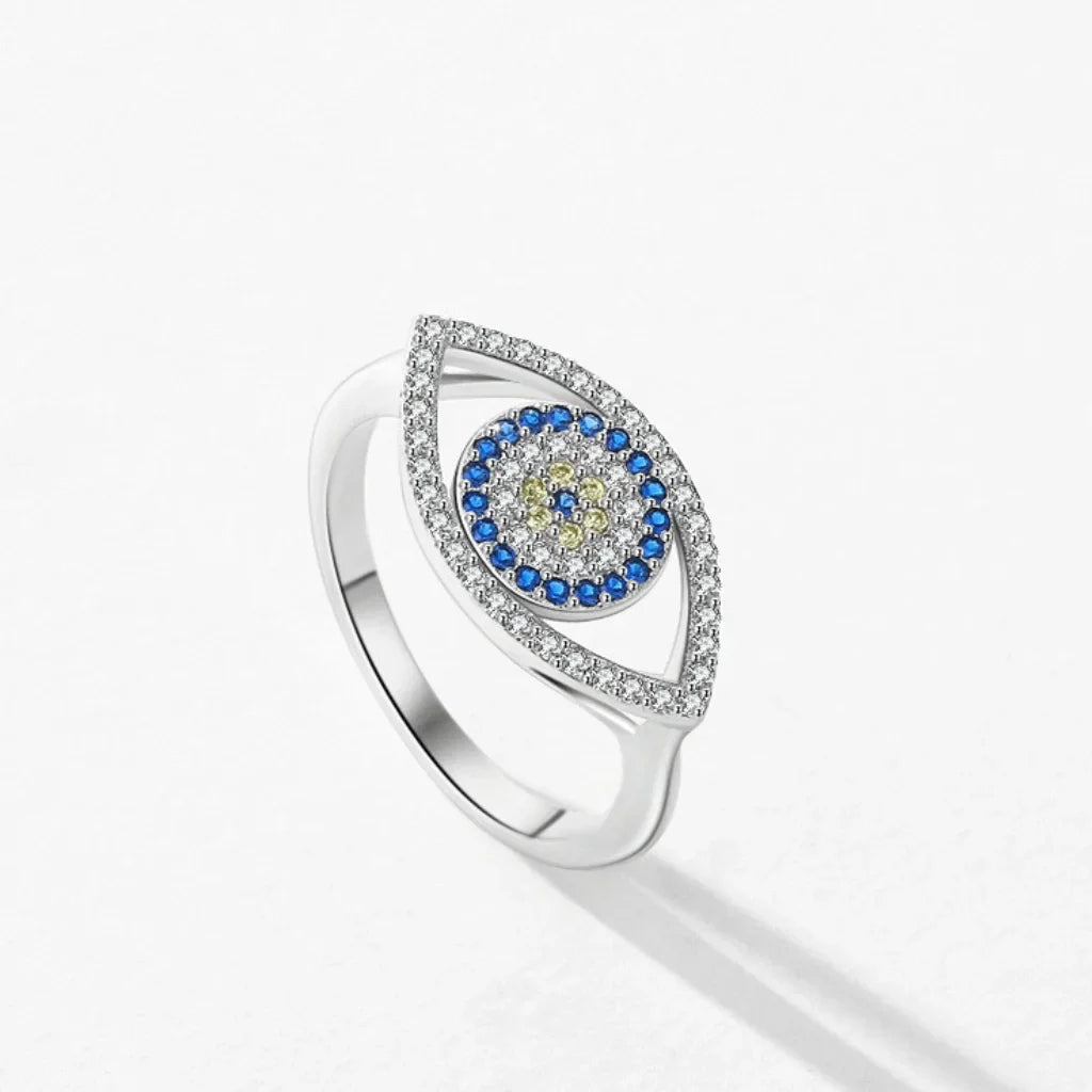 Evil Eye Ring 925 Sterling Silver - Blue Eye Ring for Her