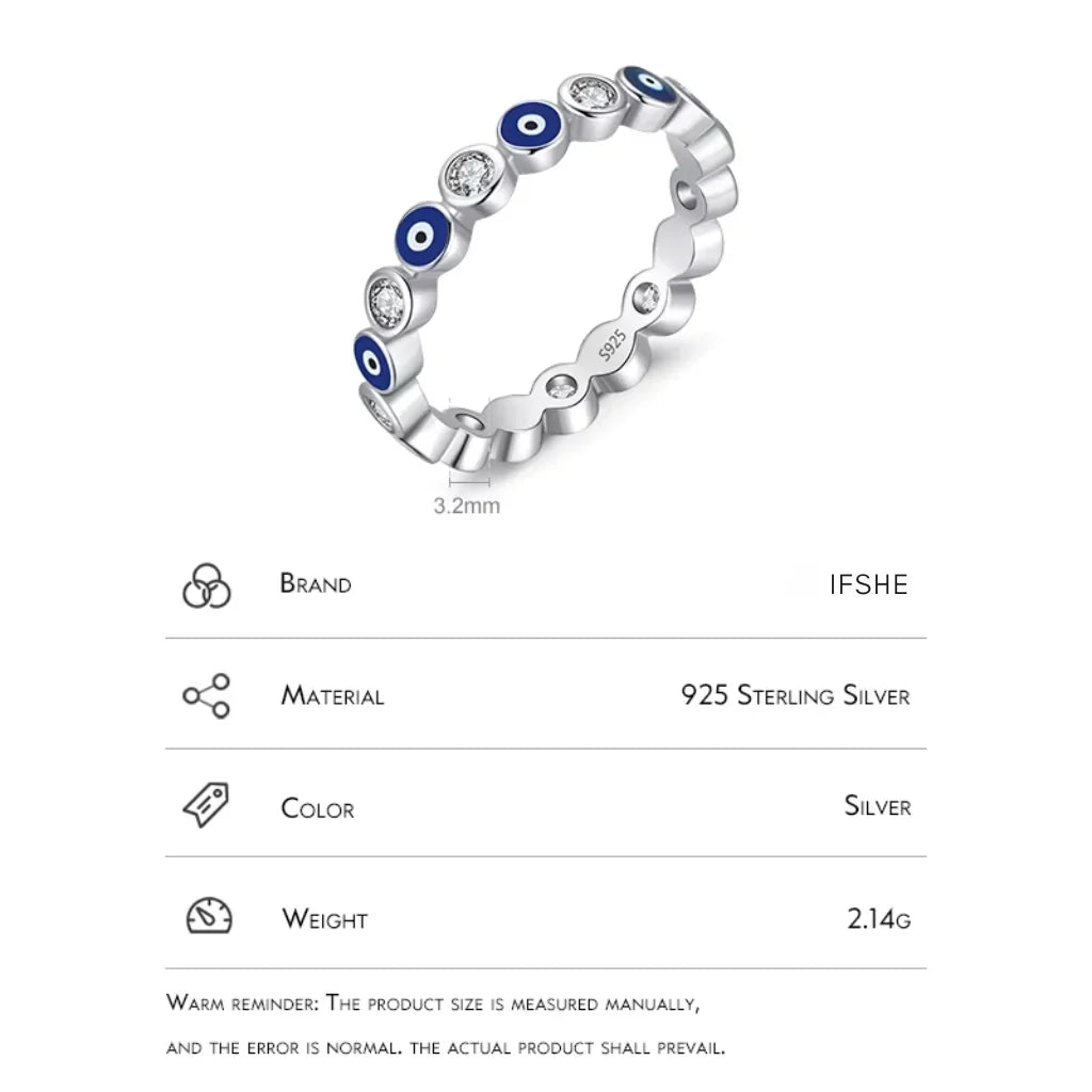 Timeless Sterling Silver Evil Eye Ring with Zircon Stones