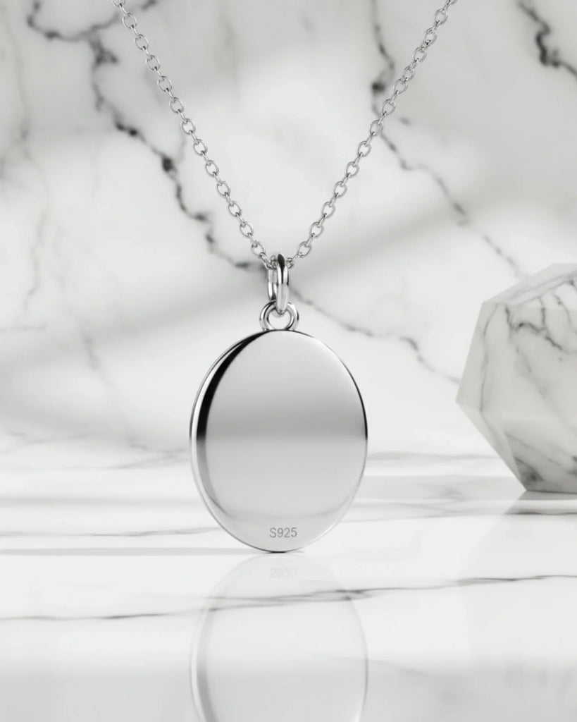 Sterling Silver Oval Engravable Photo Locket Necklace for Cherished Memories
