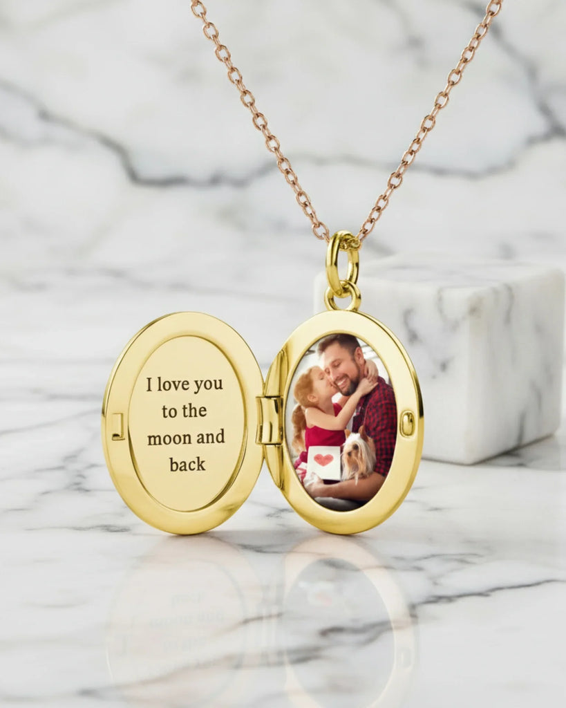 Sterling Silver Oval Engravable Photo Locket Necklace for Cherished Memories