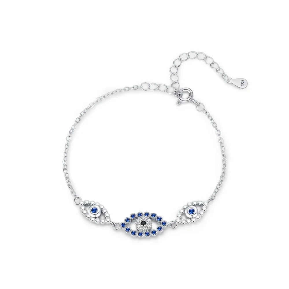 Sterling Silver Evil Eye Bracelet - Turkish Lucky Eye Jewellery for Her