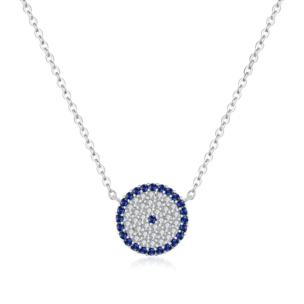 Timeless Evil Eye Pendant Necklace in Sterling Silver and Zircon