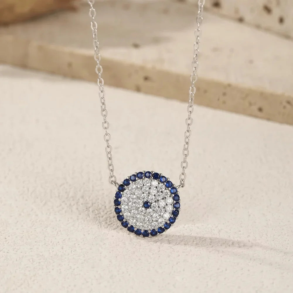 Timeless Evil Eye Pendant Necklace in Sterling Silver and Zircon