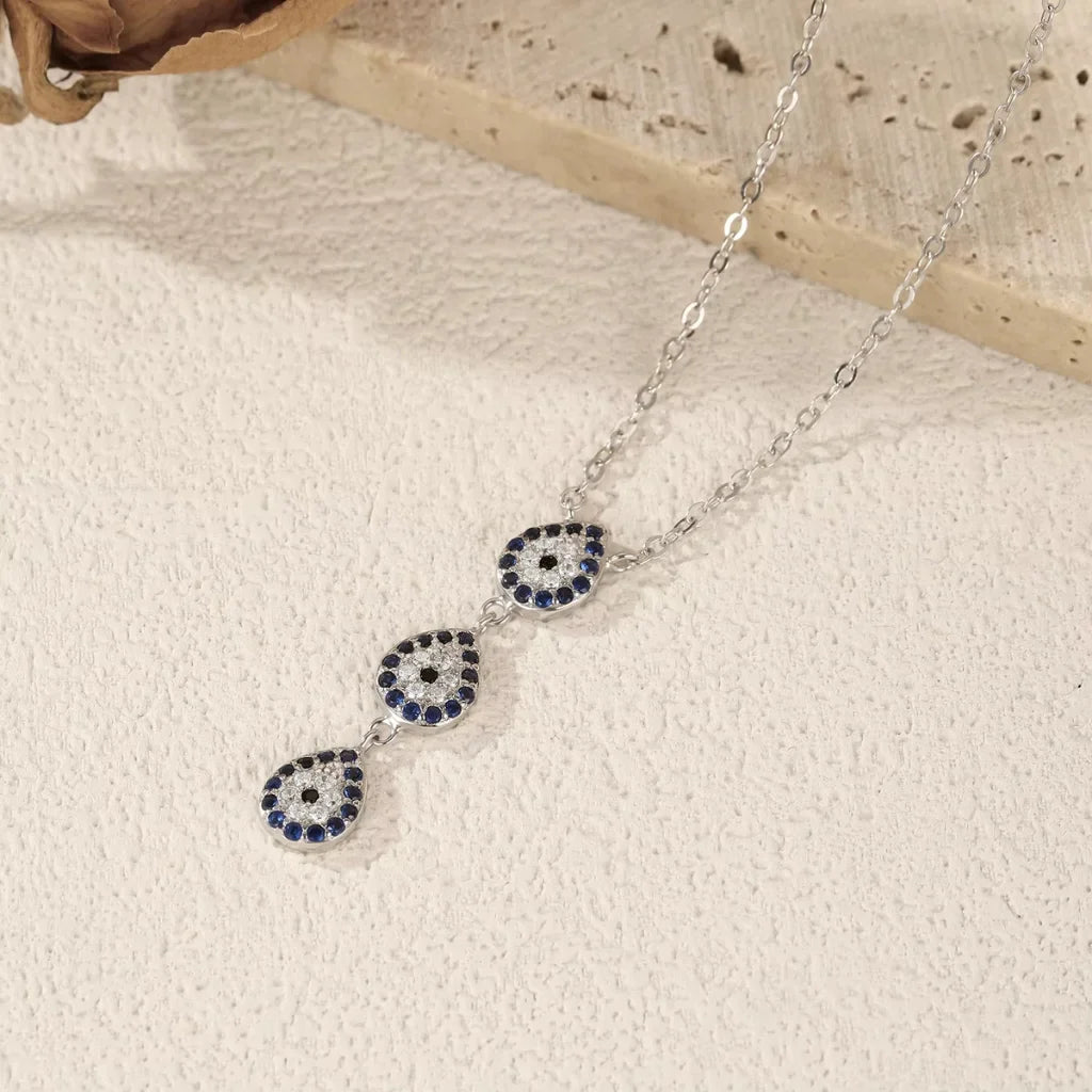 Timeless Sterling Silver Evil Eye Necklace with Dazzling Zircon Stones