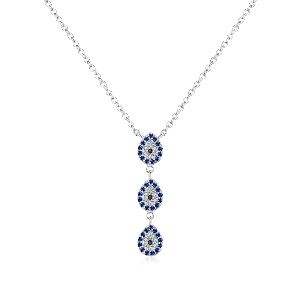 Timeless Sterling Silver Evil Eye Necklace with Dazzling Zircon Stones