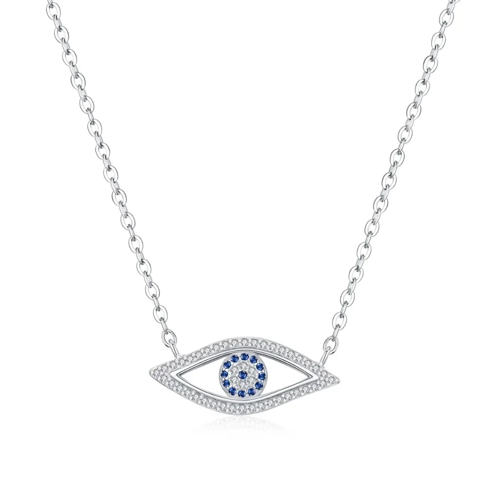Turkish Evil Eye Necklace in Sterling Silver with Zircon
