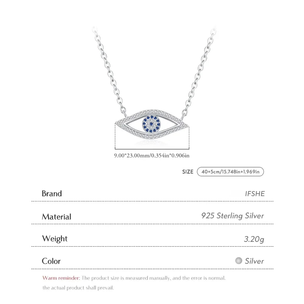 Turkish Evil Eye Necklace in Sterling Silver with Zircon